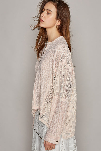 POL Raw Edge Lace Top