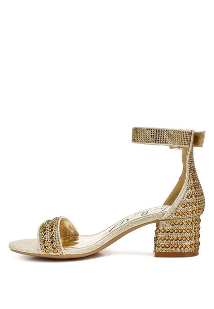 TWERKY Rhinestone Embellished Block Sandals