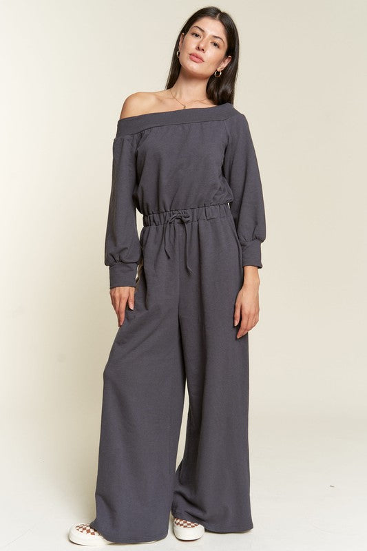 Jade By Jane One Shoulder Terry Jumpsuit