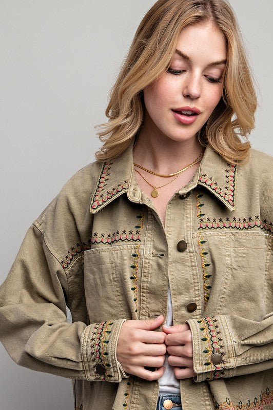 Sweet Generis Embroidered Wash Cotton Jacket