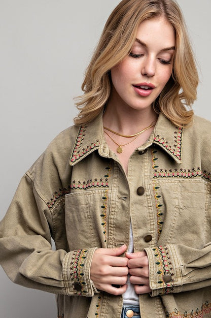 Sweet Generis - Embroidered Wash Cotton Jacket