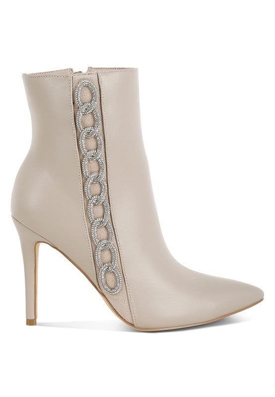 KALINA Rhinestone Chain Detail Boots