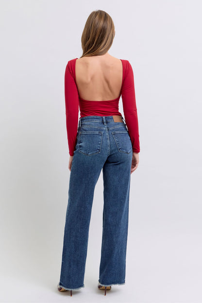 Judy Blue - Full Size Raw Hem Mid Rise Jeans