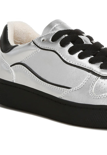 KYNISKA Metallic Faux Leather Everyday Sneakers