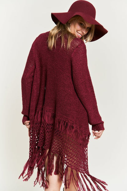 Jade By Jane - Plus Size Fringe Knit Cardigan