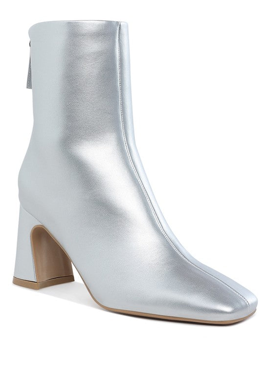 SIMBA Square Toe Metallic Ankle Boots