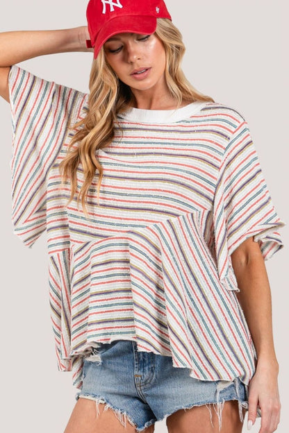 SAGE+FIG - Full Size Round Neck Stripe Top