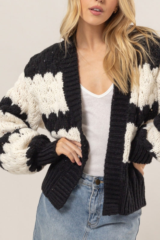 HYFVE Scallop Striped Sweater Cardigan