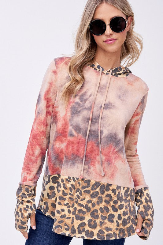 e. Luna Plus Size - Tie Dye Cheetah Print Sweatshirt