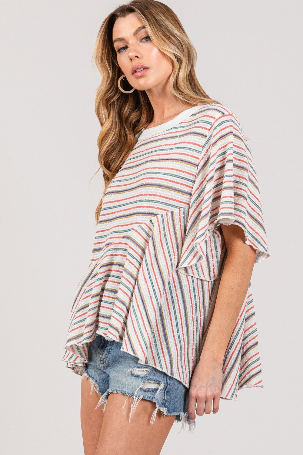 SAGE+FIG - Full Size Round Neck Stripe Top