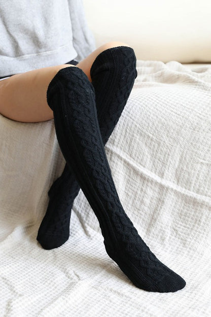 Knee High Cable Knit Socks