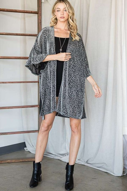 Jade By Jane Metallic Animal Print Kimono