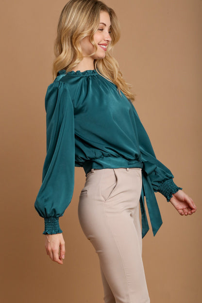 Umgee - Frill Tied Hem Long Sleeve Blouse