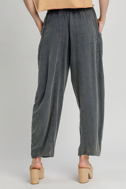 Umgee - Elastic Waist Baggy Fit Pants with Pockets