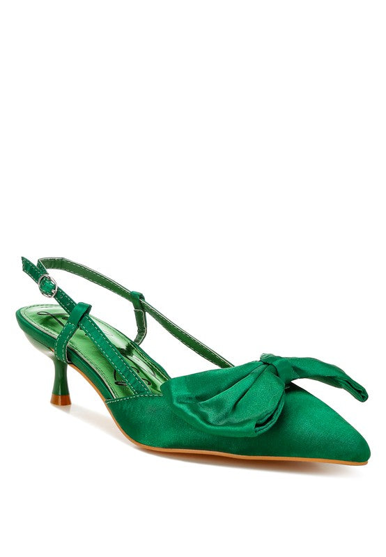 OKSHAK Satin Bow Slingback Sandals