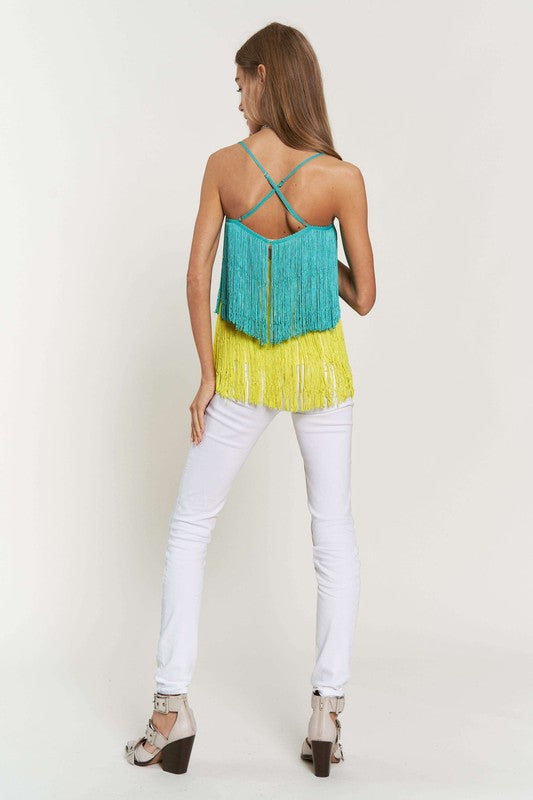 Davi & Dani Fringe Overlay Party Cami Top