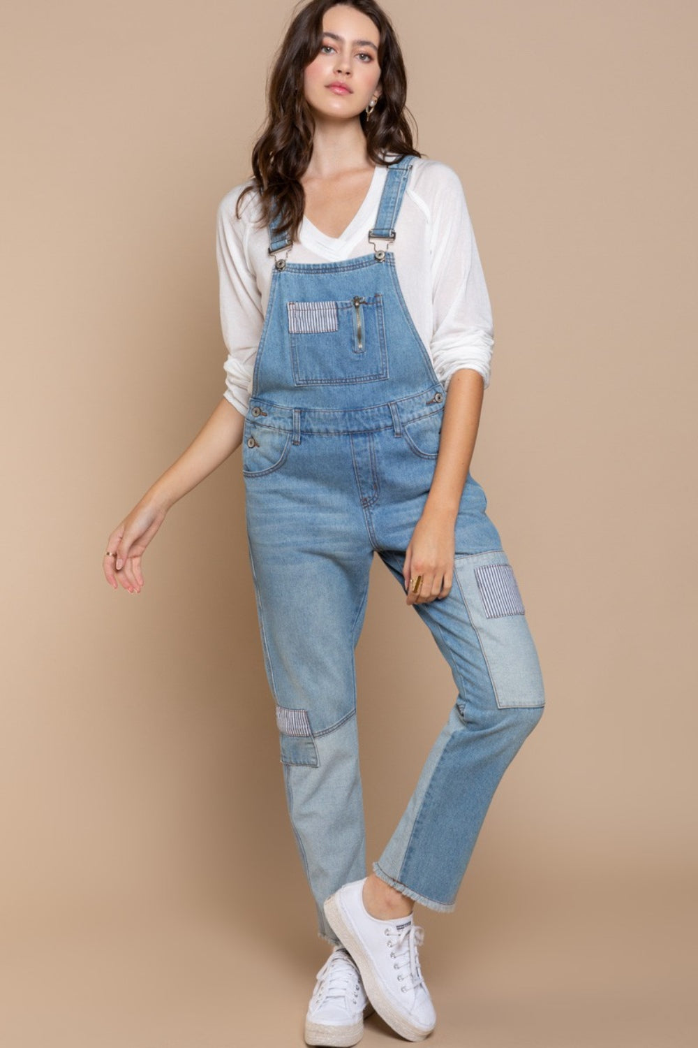 POL Slim Leg Denim Overalls