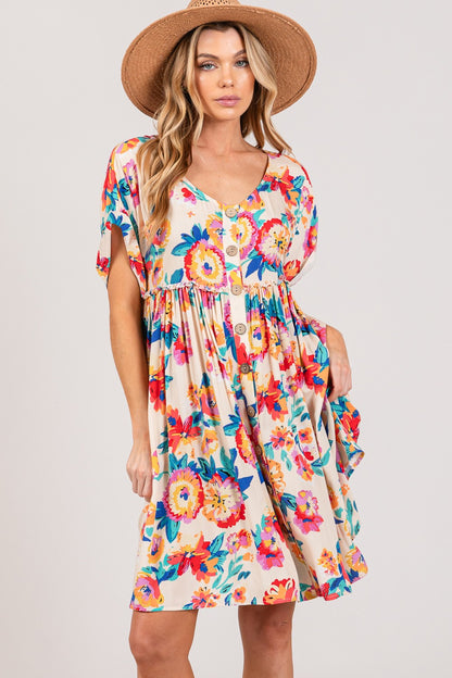 SAGE+FIG - Full Size Floral Button-Down Dress