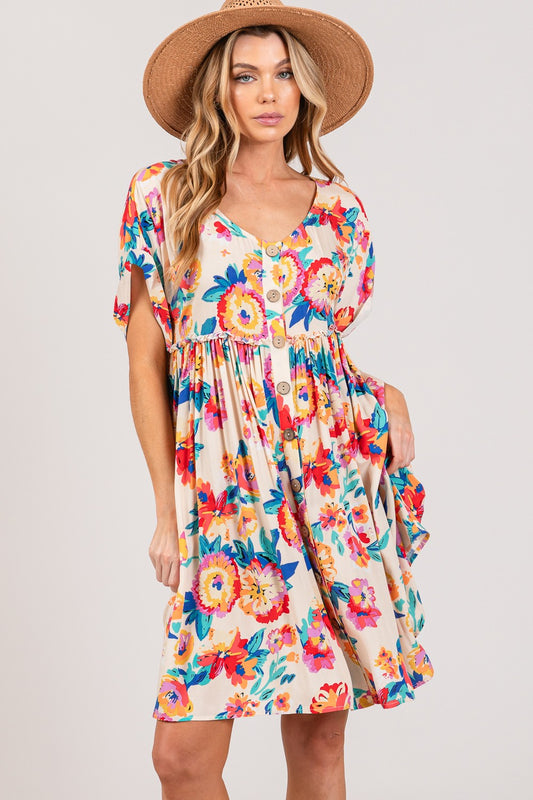 SAGE+FIG Full Size Floral Button-Down Dress