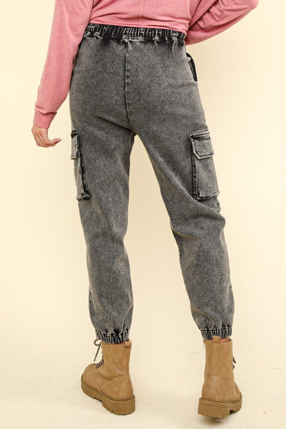 VERY J Washed Drawstring Cargo Joggers