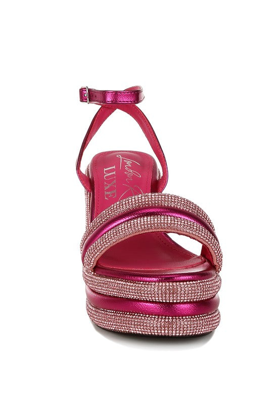 MY BLISS Rhinestone Studded Wedge Sandals