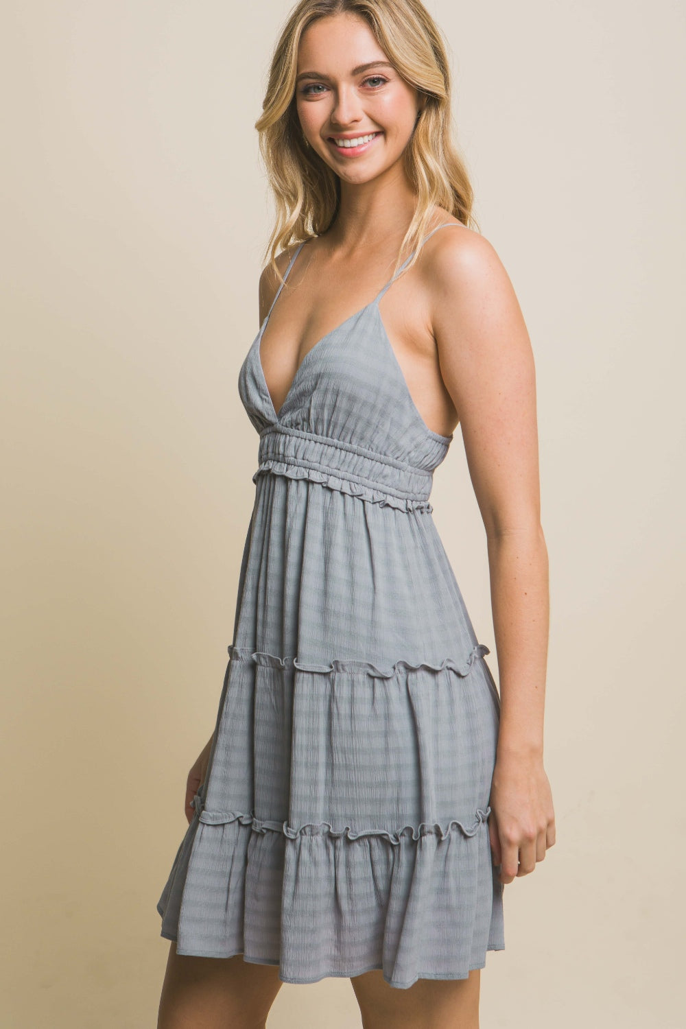 LOVE TREE Frill V-Neck Cami Dress