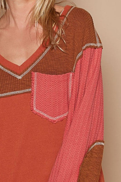 POL Knit Panel Exposed Seam Top