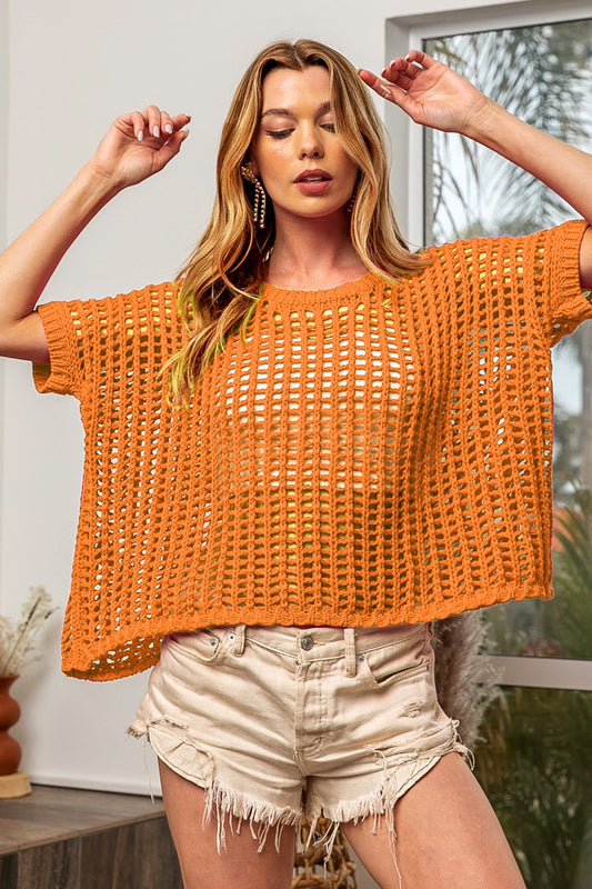 BiBi Hollowed Out Knit Cover Up