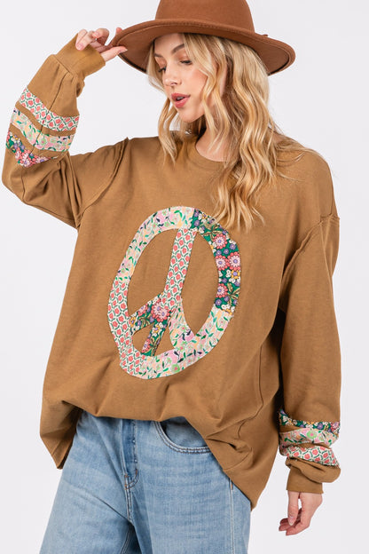 SAGE + FIG Floral Peace Applique Patch Top