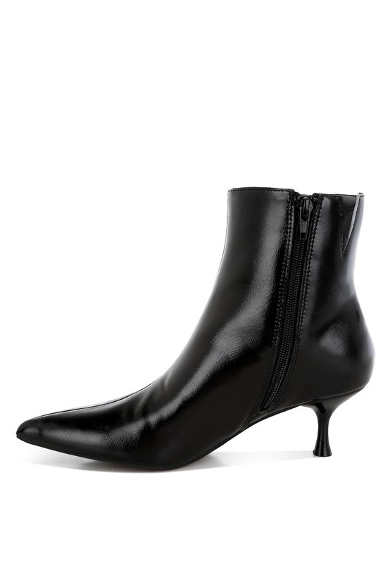 THYMUS Faux Leather Kitten Heel Boots