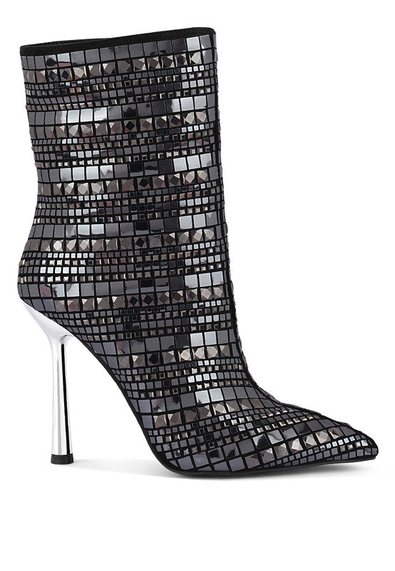 EXTRAVAGANCE Mirror Embellished Stiletto Boots