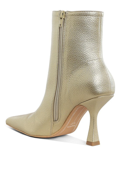 FARNAK Metallic Pointed Toe Ankle Boots