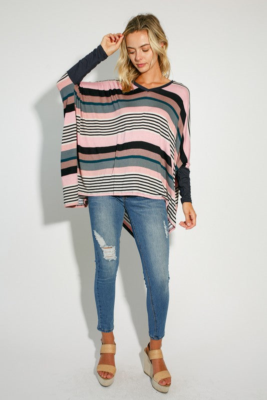 e Luna Multi Stripe Print Jersey Top