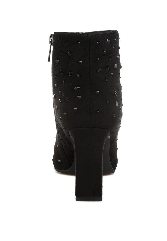 SAKURA Diamante Embellished Microfiber Boots