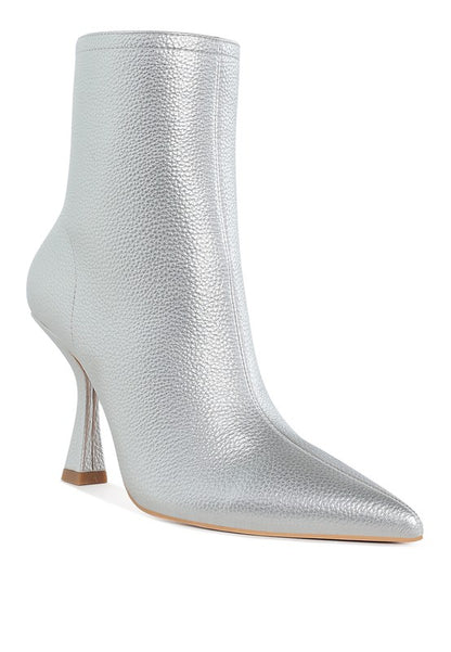 FARNAK Metallic Pointed Toe Ankle Boots