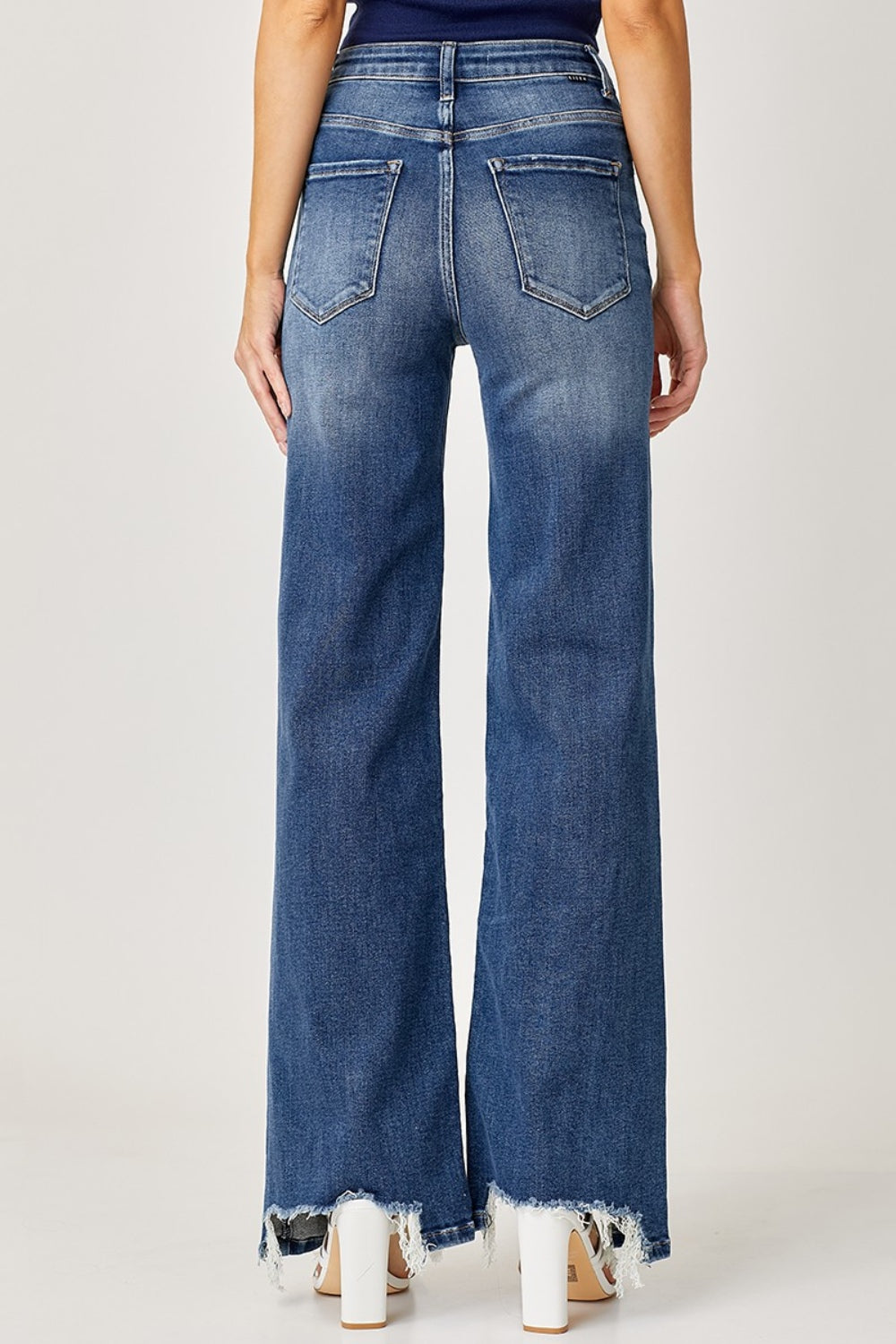 RISEN Full Size Frayed Hem Wide Leg Jeans