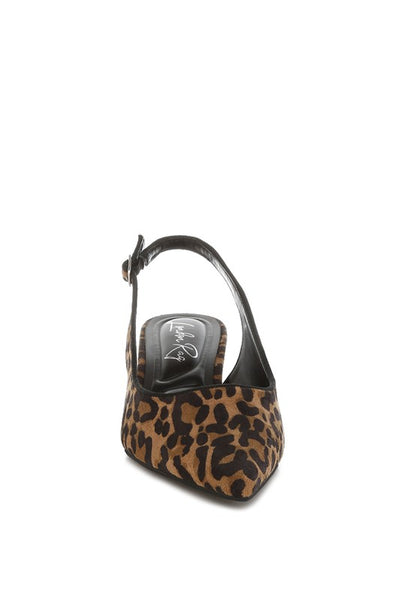 JAHZARA Animal Print Slingback Kitten Heel Sandals