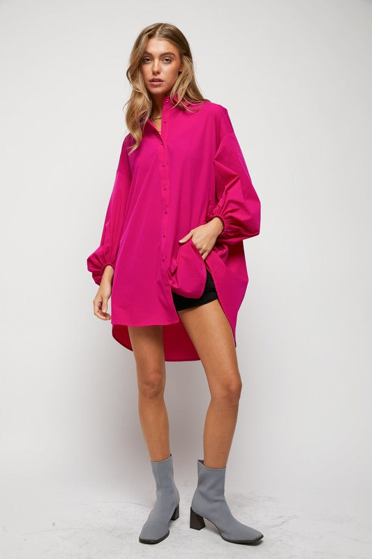 Davi & Dani Puff Sleeve Shirt Dress