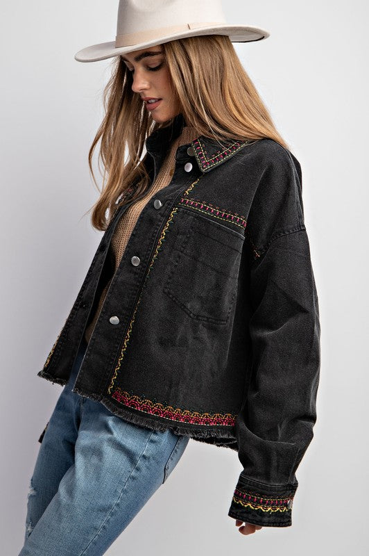 Sweet Generis Embroidered Wash Cotton Jacket