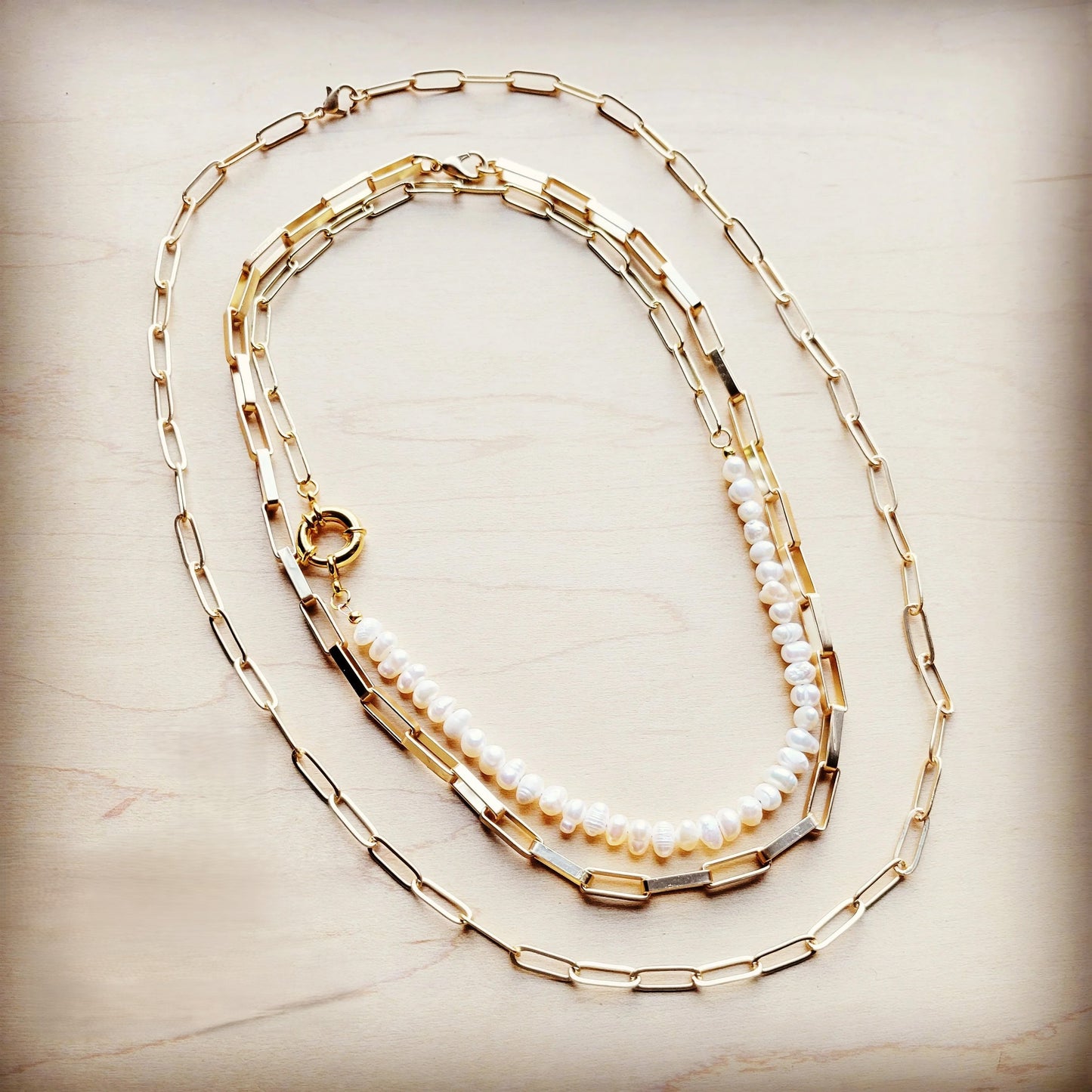 Matte Gold Chain Link Layering Necklace-24 inches