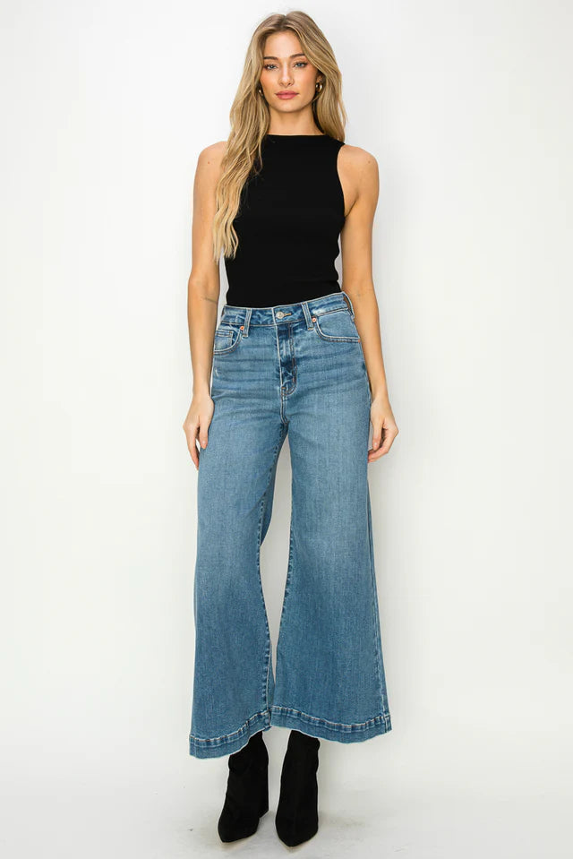 High Rise Crop Palazzo Jeans