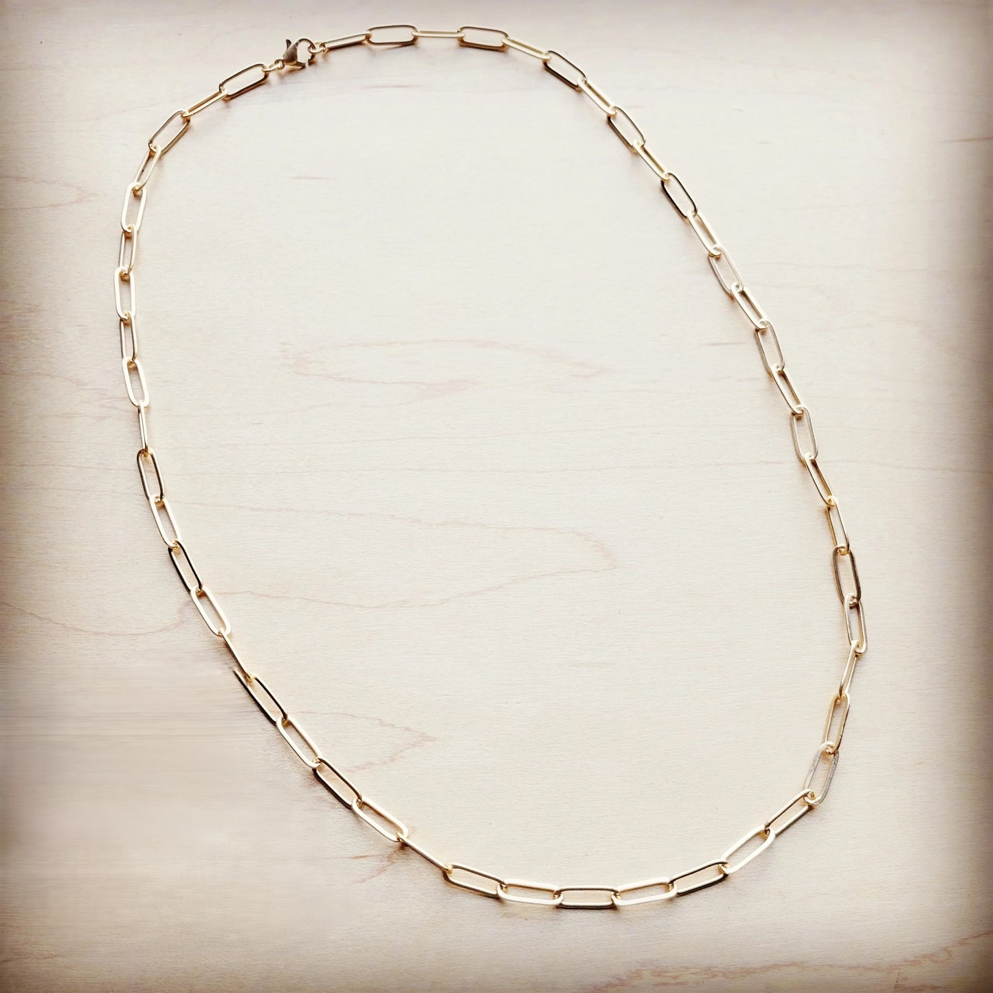 Matte Gold Chain Link Layering Necklace-24 inches