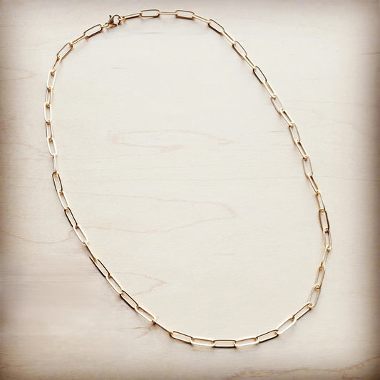 Matte Gold Chain Link Layering Necklace-24 inches