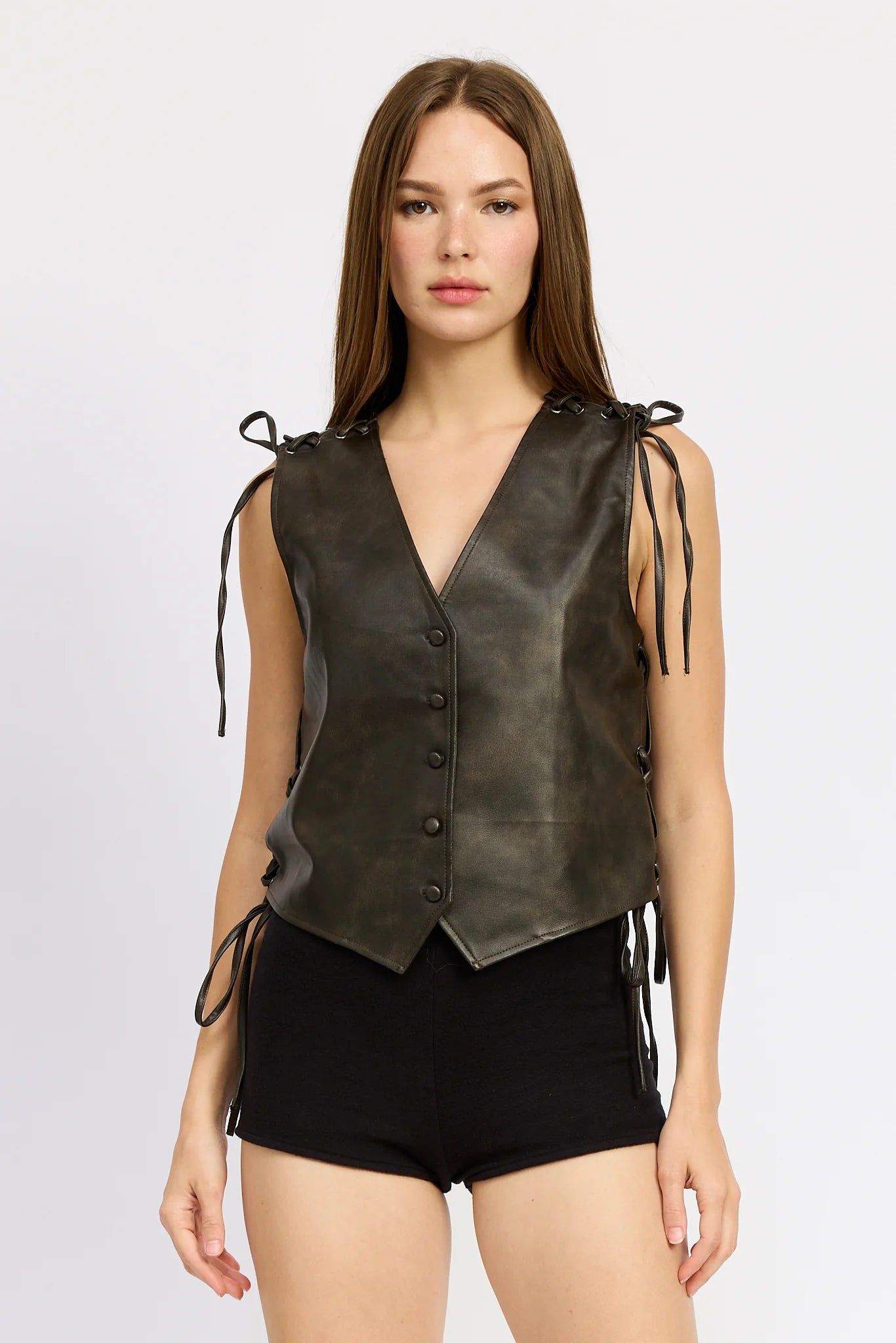 Leather Vest with Adjustable Laces