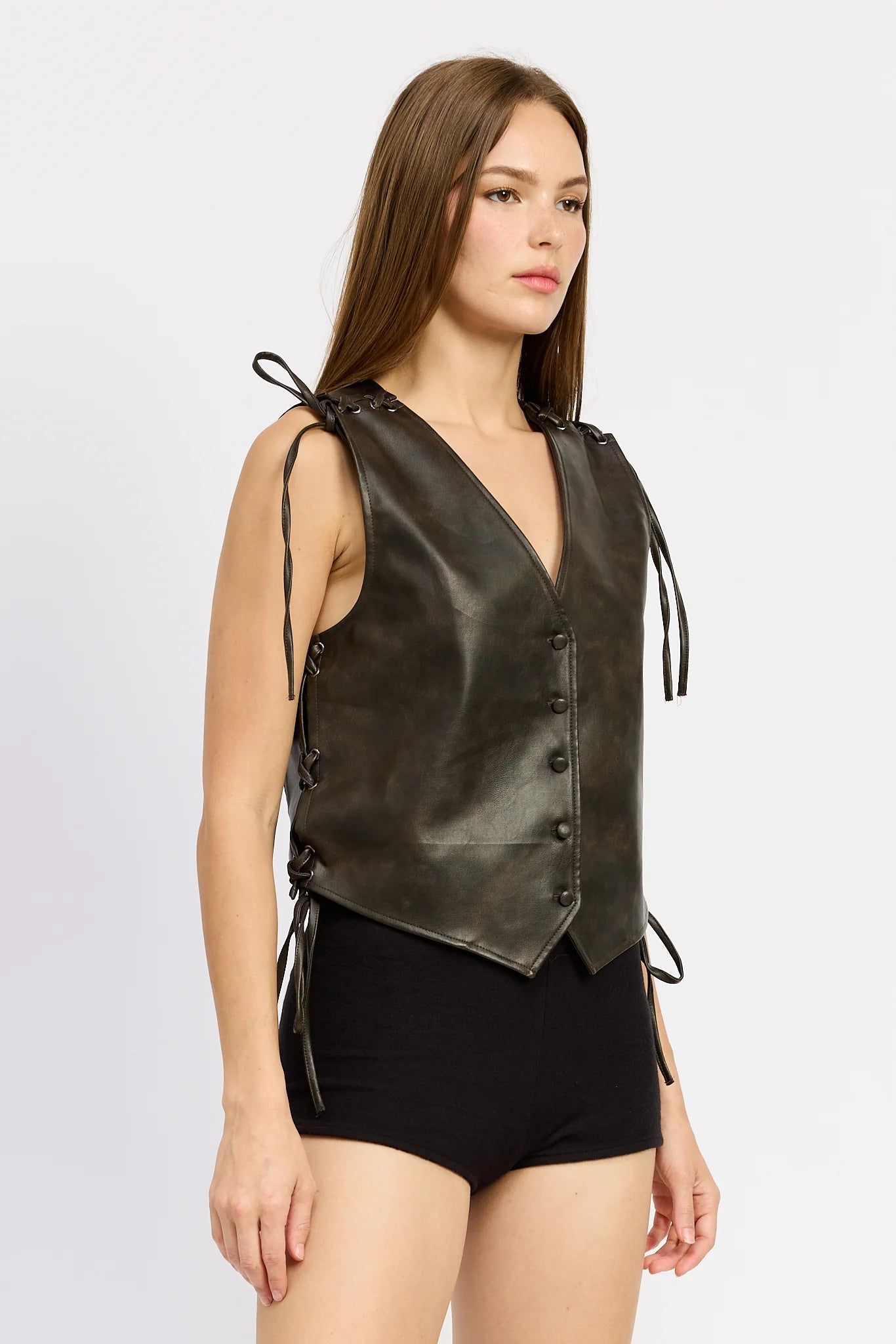 Leather Vest with Adjustable Laces