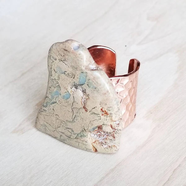 Aqua Terra Slab on Hammered Cuff Ring