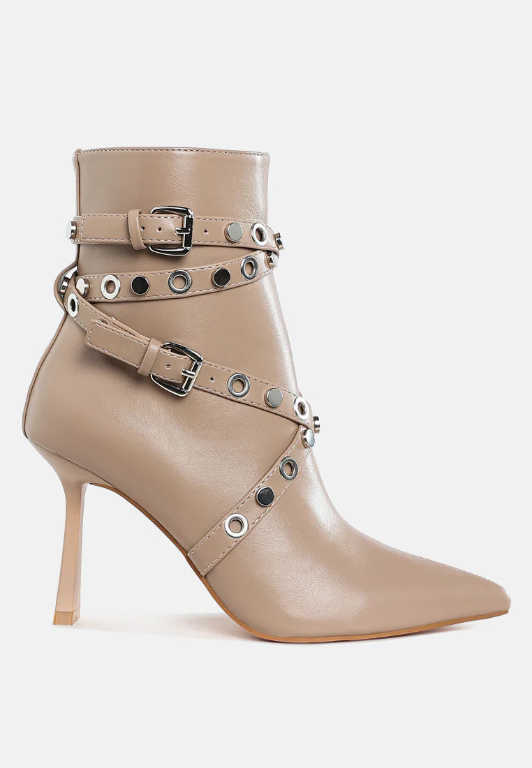 JAUNTS Eyelet & Stud Harness Ankle Boots