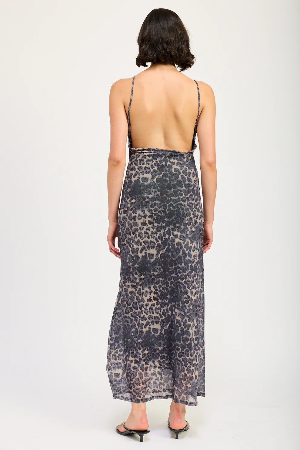 Leopard Cowl Maxi Dress with Open Back