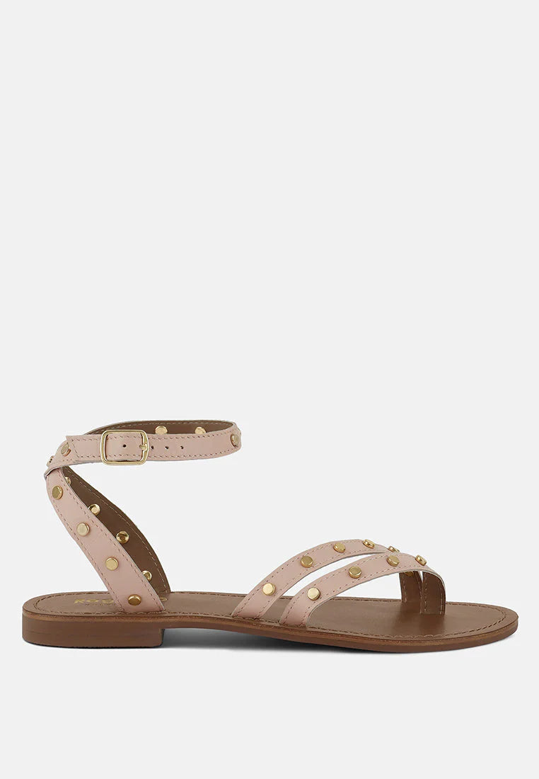 OPRAH Stud Embellished Flat Sandals