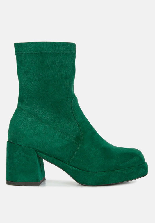 TWO CUBES Stretch Suede Ankle Boots